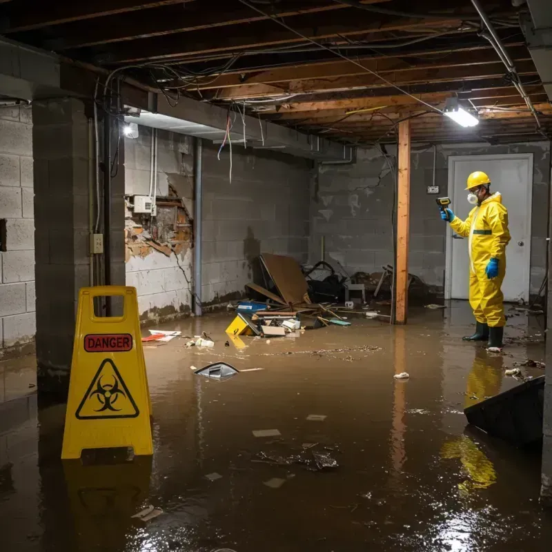 Flooded Basement Electrical Hazard in Coquille, OR Property